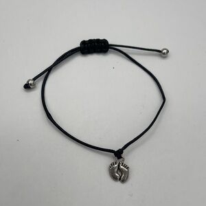 Newborn silver footprint Adjustable bracelet.